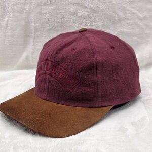 Vintage Baileys Hat Cap Strap Back Burgundy Brown Suede Peak Cotton Mens 90s